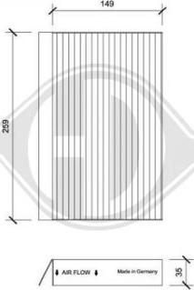 Diederichs DCI1196 - Filtrs, Salona telpas gaiss adetalas.lv