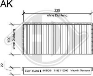 Diederichs DCI1186S - Filtrs, Salona telpas gaiss adetalas.lv