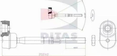 Ditas A2-5405 - Aksiālais šarnīrs, Stūres šķērsstiepnis adetalas.lv