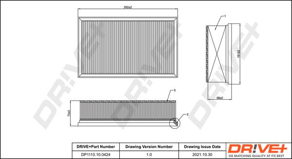 Dr!ve+ DP1110.10.0424 - Gaisa filtrs adetalas.lv