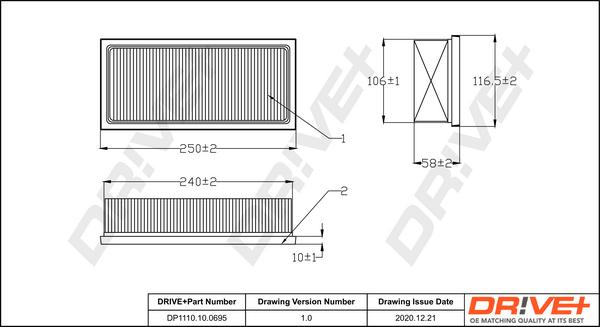 Dr!ve+ DP1110.10.0695 - Gaisa filtrs adetalas.lv