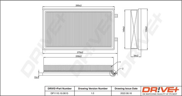 Dr!ve+ DP1110.10.0615 - Gaisa filtrs adetalas.lv