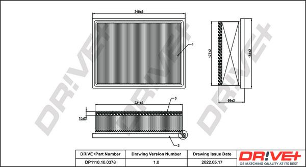 Dr!ve+ DP1110.10.0378 - Gaisa filtrs adetalas.lv