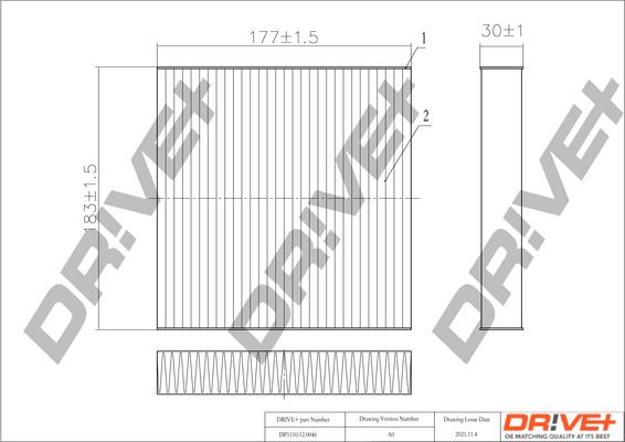 Dr!ve+ DP1110.12.0046 - Filtrs, Salona telpas gaiss adetalas.lv