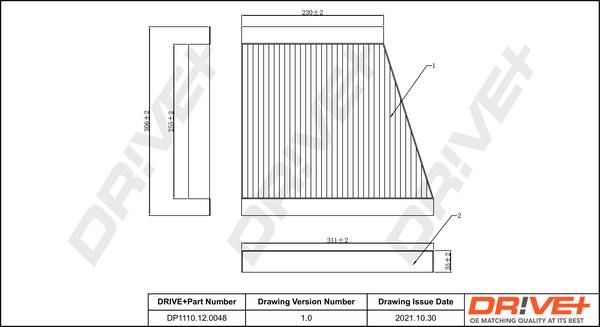 Dr!ve+ DP1110120048 - Filtrs, Salona telpas gaiss adetalas.lv