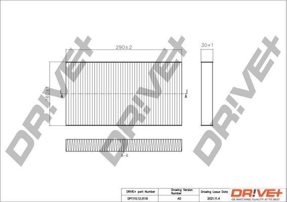 Dr!ve+ DP1110.12.0118 - Filtrs, Salona telpas gaiss adetalas.lv