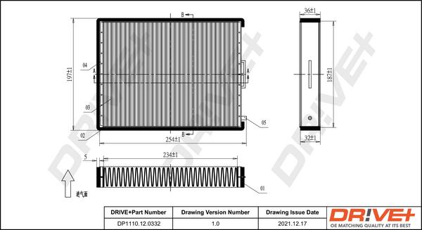 Dr!ve+ DP1110.12.0332 - Filtrs, Salona telpas gaiss adetalas.lv