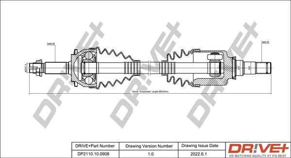 Dr!ve+ DP2110.10.0908 - Piedziņas vārpsta adetalas.lv