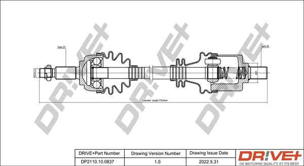 Dr!ve+ DP2110.10.0837 - Piedziņas vārpsta adetalas.lv