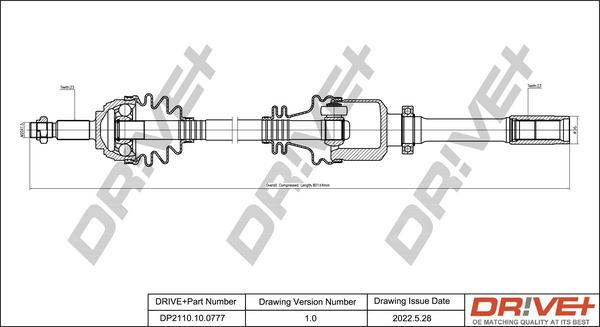Dr!ve+ DP2110.10.0777 - Piedziņas vārpsta adetalas.lv