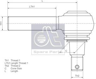 DT Spare Parts 4.61798 - Stūres šķērsstiepņa uzgalis adetalas.lv