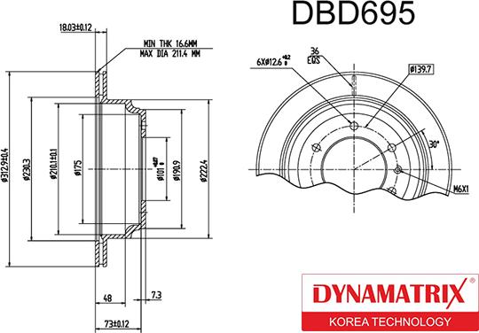 Dynamatrix DBD695 - Bremžu diski adetalas.lv