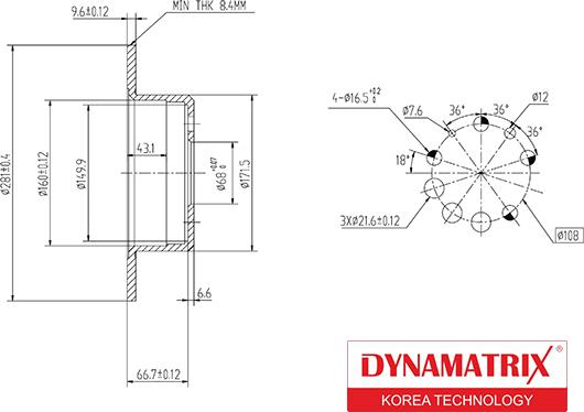 Dynamatrix DBD080 - Bremžu diski adetalas.lv