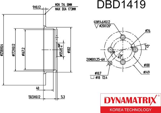 Dynamatrix DBD1419 - Bremžu diski adetalas.lv