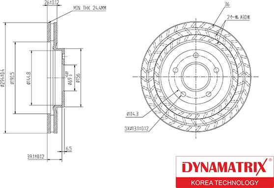 Dynamatrix DBD1624 - Bremžu diski adetalas.lv