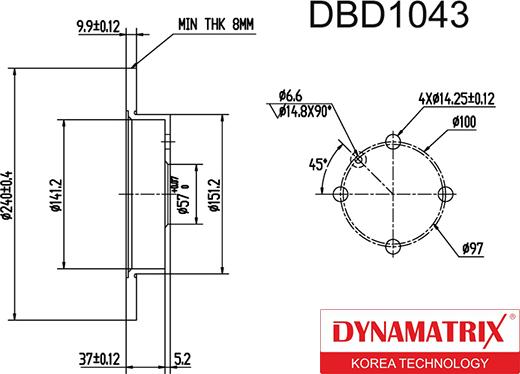 Dynamatrix DBD1043 - Bremžu diski adetalas.lv