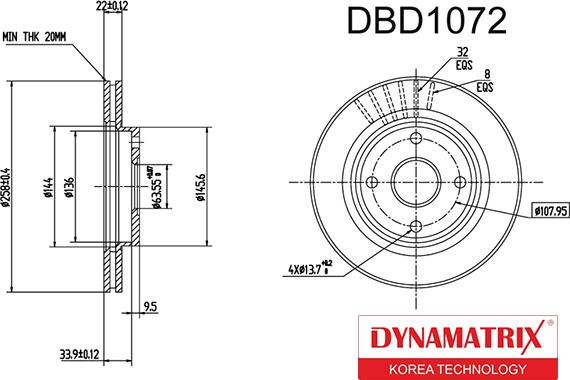 Dynamatrix DBD1072 - Bremžu diski adetalas.lv