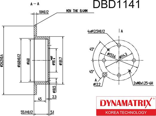 Dynamatrix DBD1141 - Bremžu diski adetalas.lv