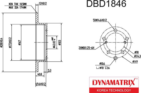 Dynamatrix DBD1846 - Bremžu diski adetalas.lv