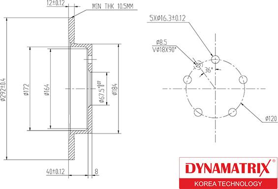 Dynamatrix DBD1804C - Bremžu diski adetalas.lv