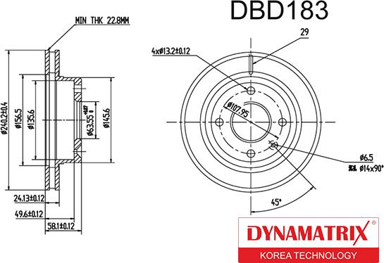 Dynamatrix DBD183 - Bremžu diski adetalas.lv