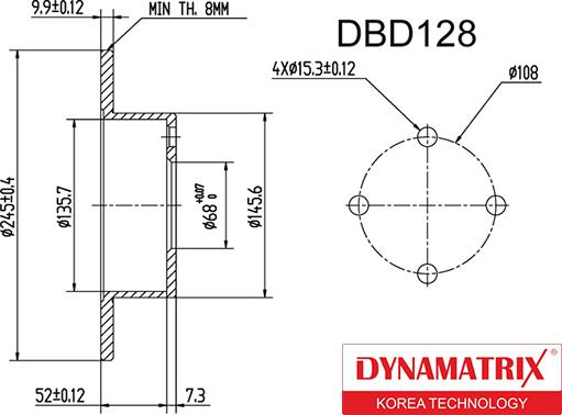 Dynamatrix DBD128 - Bremžu diski adetalas.lv