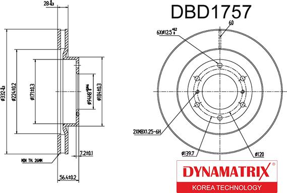 Dynamatrix DBD1757 - Bremžu diski adetalas.lv