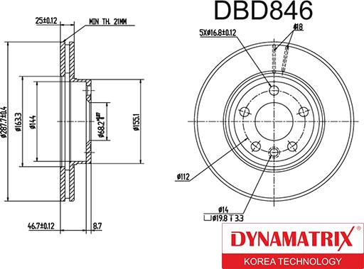 Dynamatrix DBD846 - Bremžu diski adetalas.lv