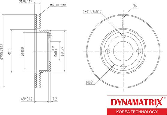 Dynamatrix DBD319 - Bremžu diski adetalas.lv