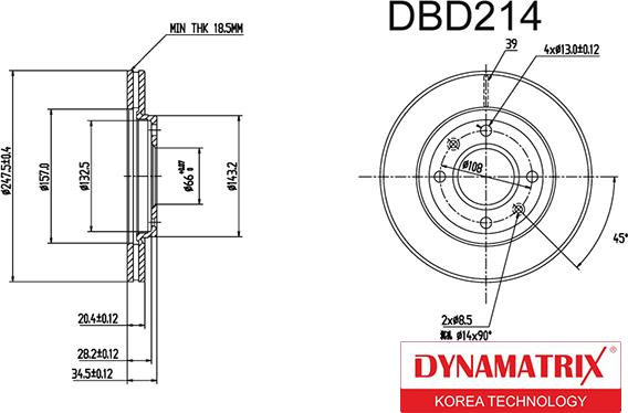 Dynamatrix DBD214 - Bremžu diski adetalas.lv