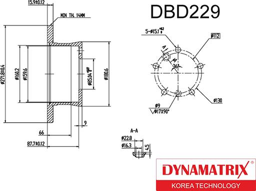 Dynamatrix DBD229 - Bremžu diski adetalas.lv