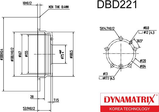 Dynamatrix DBD221 - Bremžu diski adetalas.lv