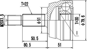 Dynamatrix DCV803007 - Šarnīru komplekts, Piedziņas vārpsta adetalas.lv