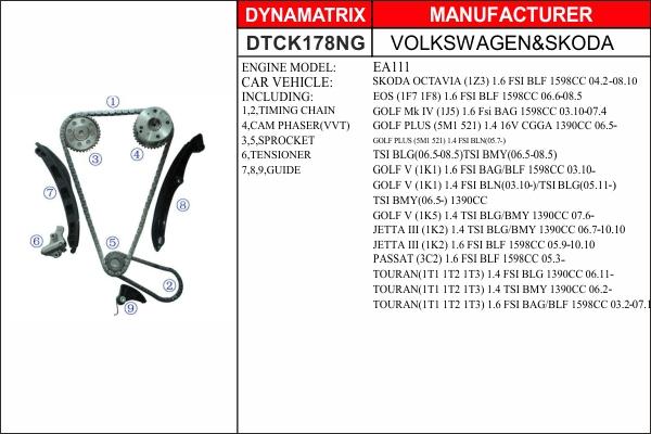 Dynamatrix DTCK178NG - Sadales vārpstas piedziņas ķēdes komplekts adetalas.lv