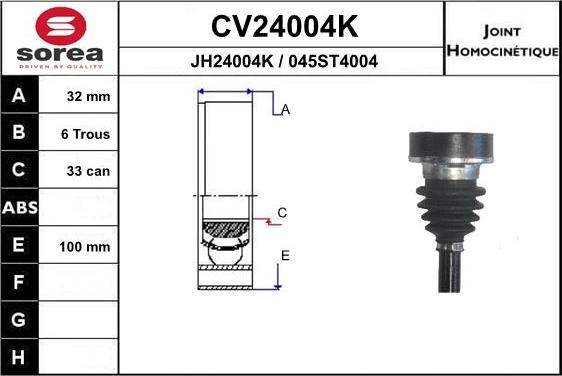 EAI CV24004K - Šarnīru komplekts, Piedziņas vārpsta adetalas.lv