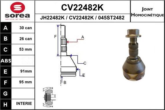 EAI CV22482K - Šarnīru komplekts, Piedziņas vārpsta adetalas.lv