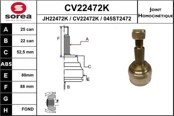 EAI CV22472K - Šarnīru komplekts, Piedziņas vārpsta adetalas.lv