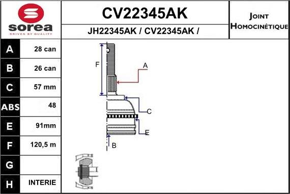 EAI CV22345AK - Šarnīru komplekts, Piedziņas vārpsta adetalas.lv