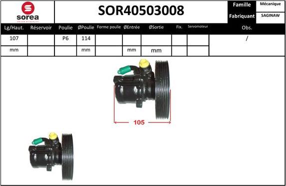 EAI SOR40503008 - Hidrosūknis, Stūres iekārta adetalas.lv