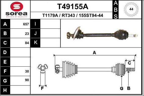 EAI T49155A - Piedziņas vārpsta adetalas.lv