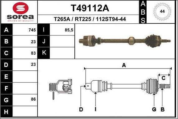 EAI T49112A - Piedziņas vārpsta adetalas.lv