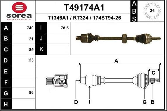 EAI T49174A1 - Piedziņas vārpsta adetalas.lv