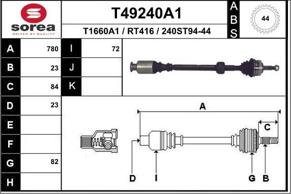 EAI T49240A1 - Piedziņas vārpsta adetalas.lv