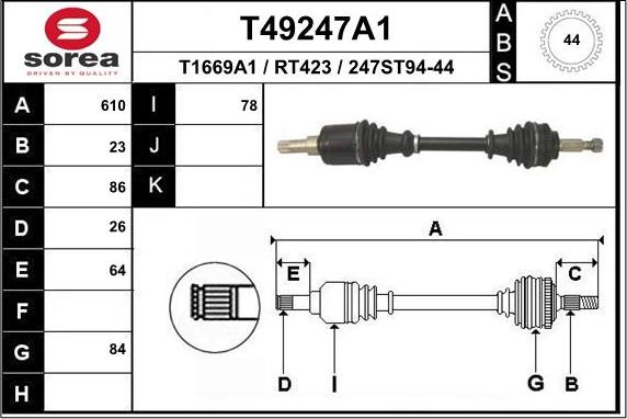 EAI T49247A1 - Piedziņas vārpsta adetalas.lv