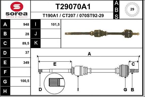 EAI T29070A1 - Piedziņas vārpsta adetalas.lv