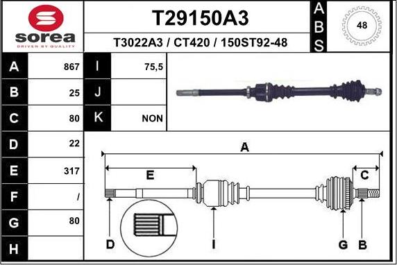 EAI T29150A3 - Piedziņas vārpsta adetalas.lv