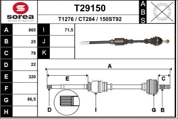 EAI T29150 - Piedziņas vārpsta adetalas.lv