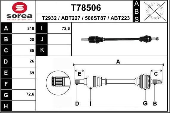 EAI T78506 - Piedziņas vārpsta adetalas.lv