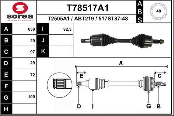 EAI T78517A1 - Piedziņas vārpsta adetalas.lv