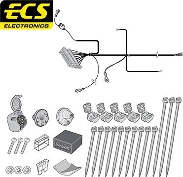 ECS BW017B1U - Elektrokomplekts, Piekabes aprīkojums adetalas.lv